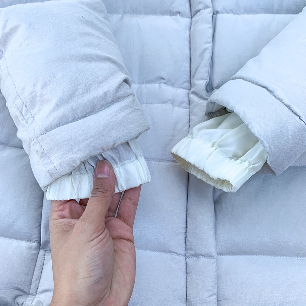 Ralph Lauren white gray insulated winter down snap zip closure puffer jacket - Picture 15 of 16